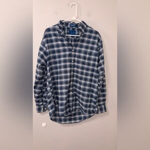 Towncraft Blue White Plaid Button Up Shirt Men’s M Wrinkle Free Long Sleeve